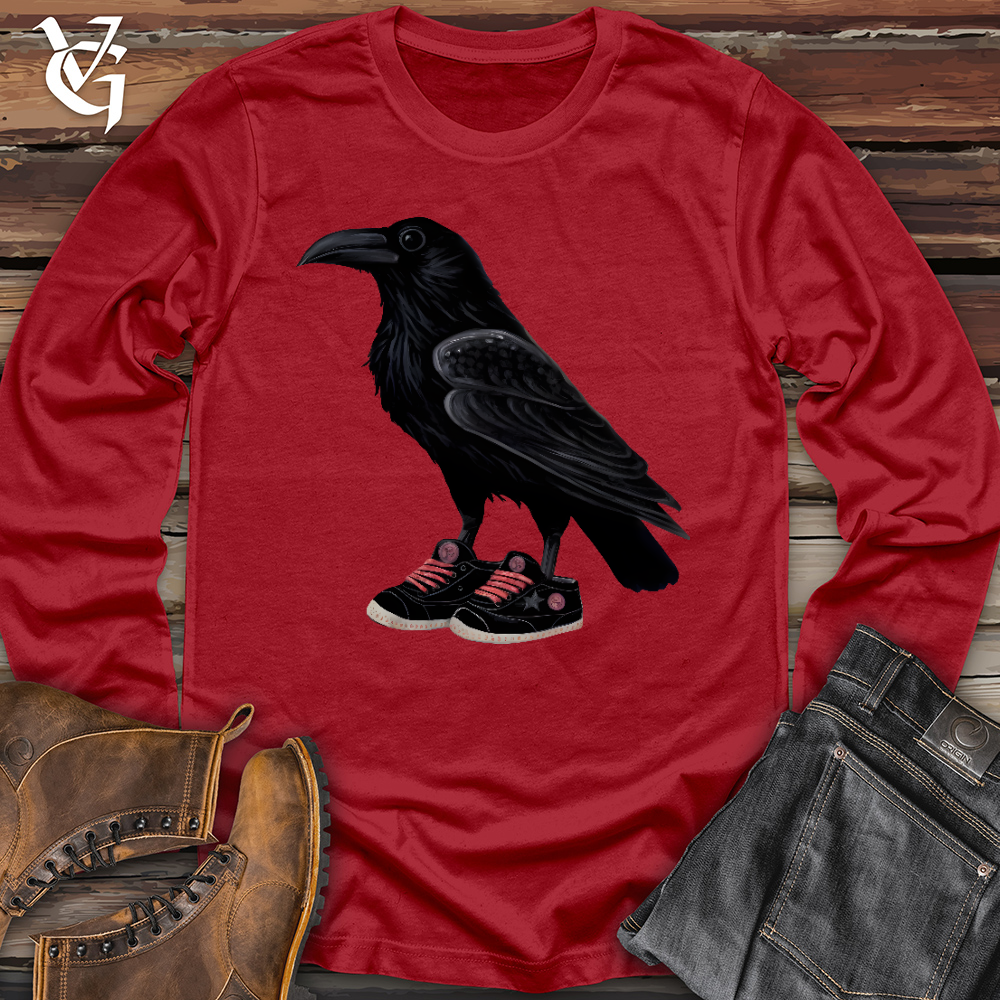 Viking Goods Raven Wearing Sneakers Long Sleeve Red / L