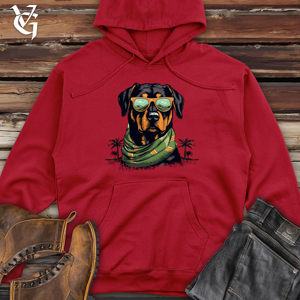 Viking Goods Rottweiler Beach Vibes Midweight Hooded Sweatshirt Red / L