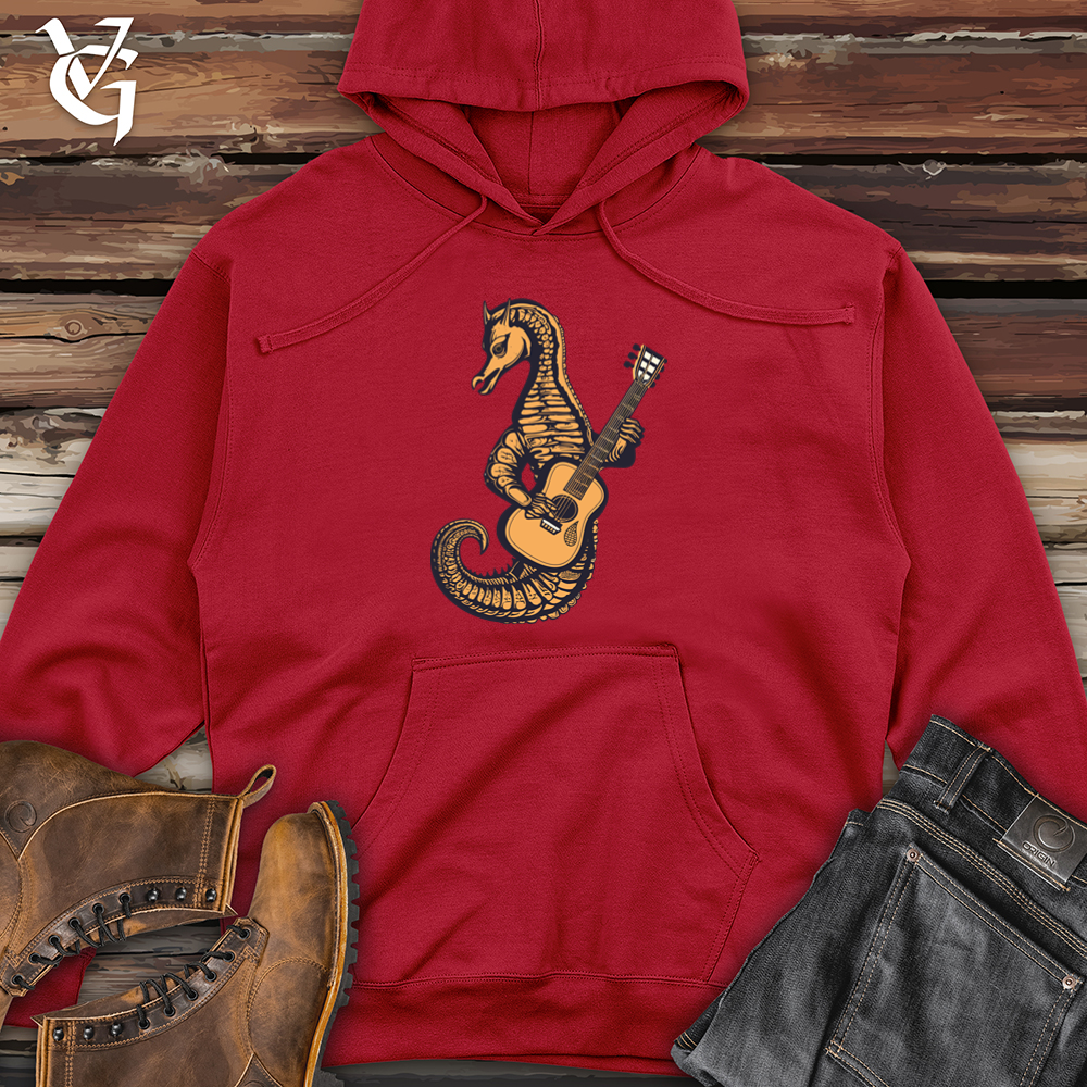 Viking Goods Seahorse Ocean Guitar Serenade Midweight Hooded Sweatshirt Red / L