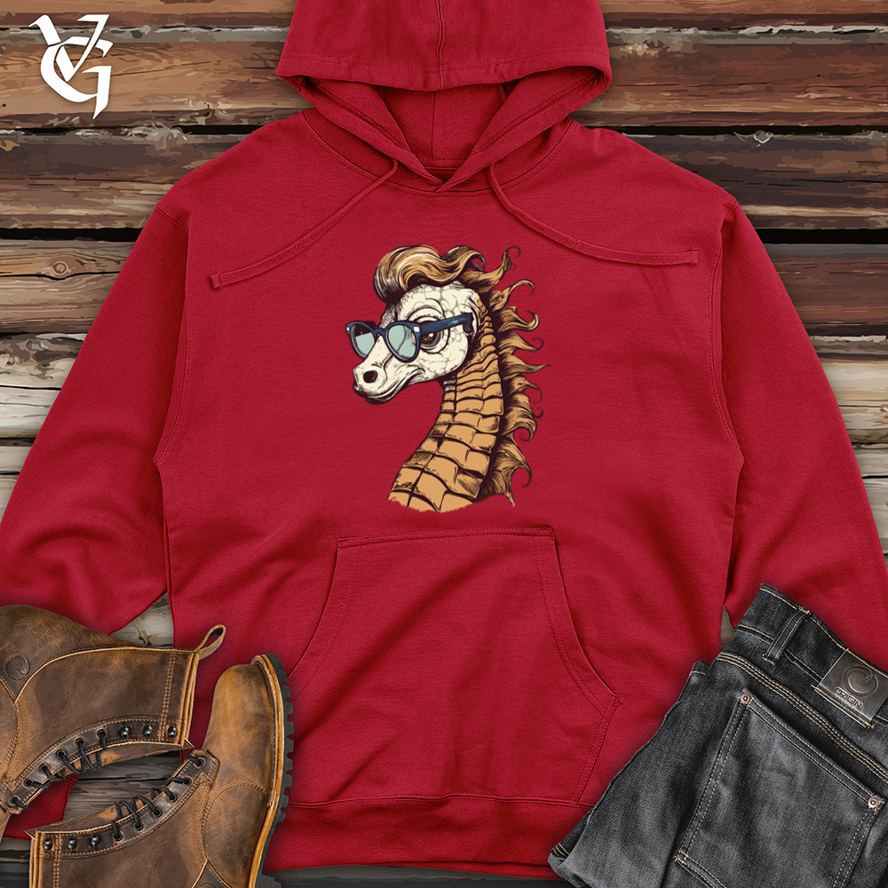 Viking Goods Seahorse Ocean Swell Hipster Hues Midweight Hooded Sweatshirt Red / L