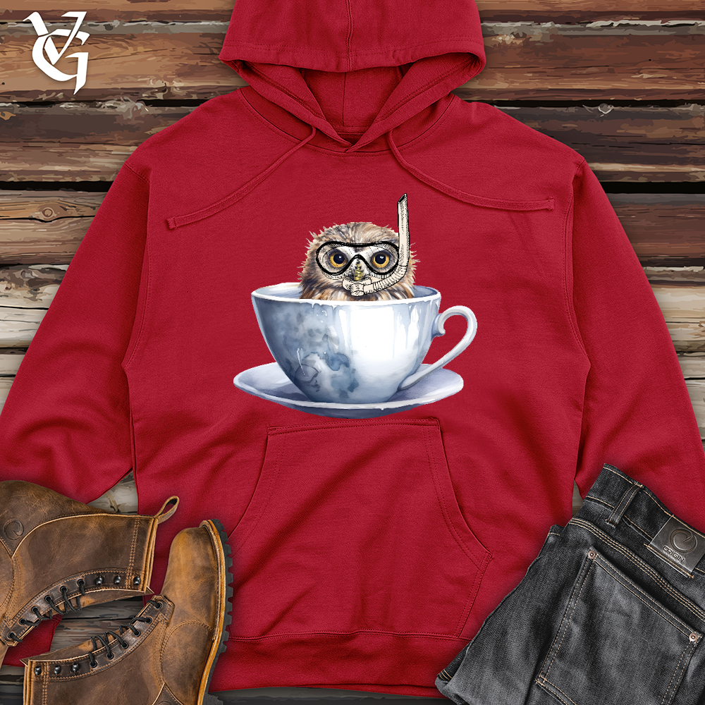 Viking Goods Snorkeling Owl Midweight Hooded Sweatshirt Red / L