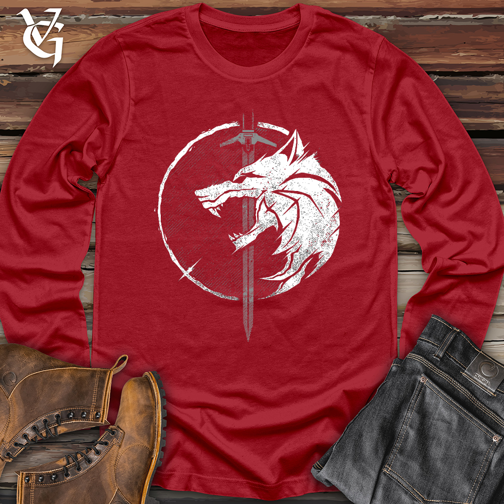 Viking Goods Sword and the Wolf Long Sleeve Red / L