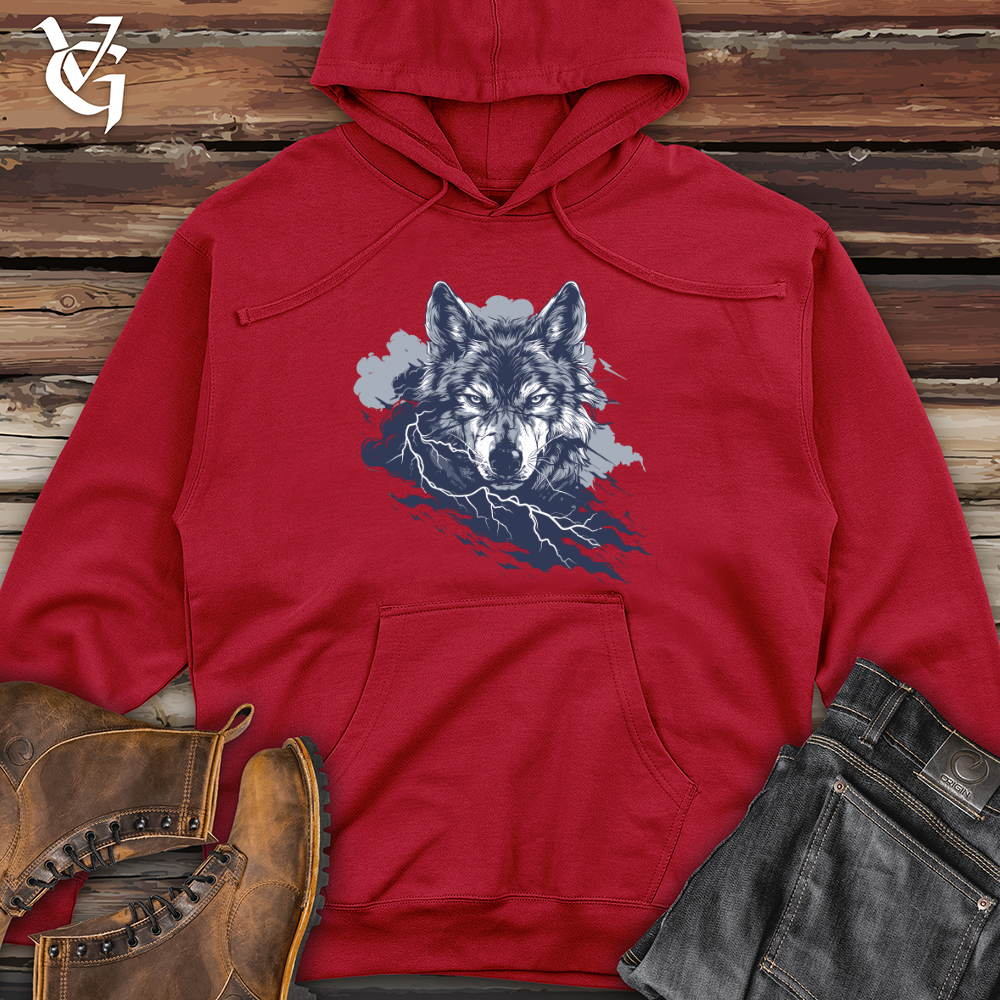 Viking Goods Thunder Wolf Glare Midweight Hooded Sweatshirt Red / L