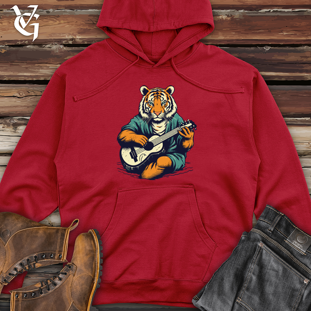 Viking Goods Ukulele Strum Tiger Midweight Hooded Sweatshirt Red / L