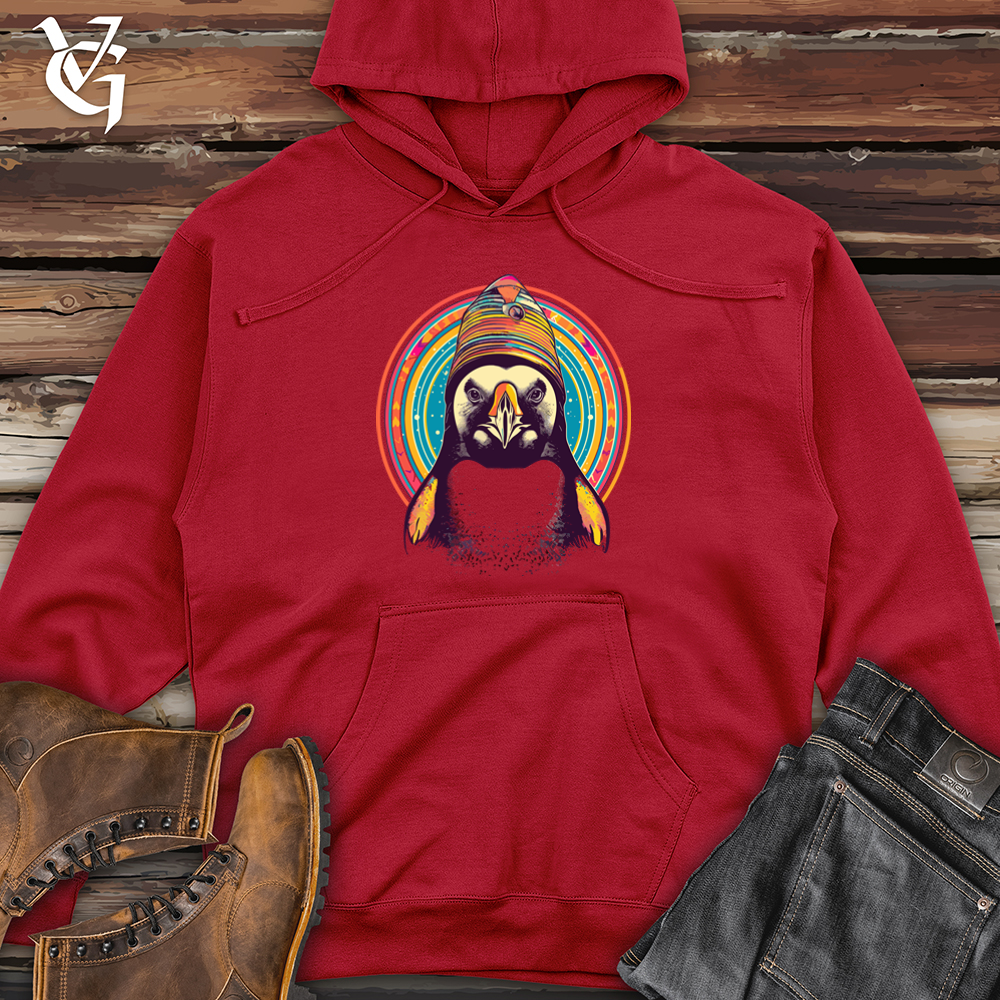 Viking Goods Vintage Cosmic Beanie Penguin Midweight Hooded Sweatshirt Red / L