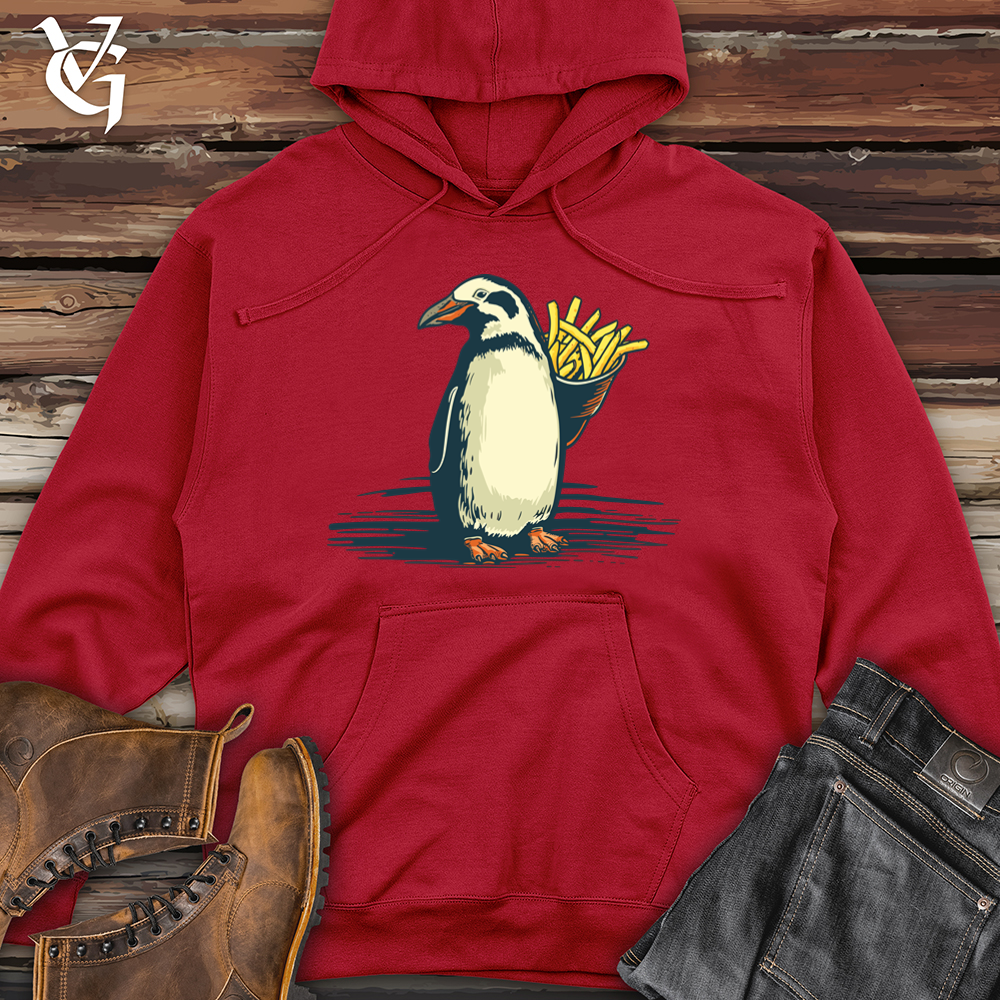 Viking Goods Vintage Fry Loving Penguin 01 Midweight Hooded Sweatshirt Red / L
