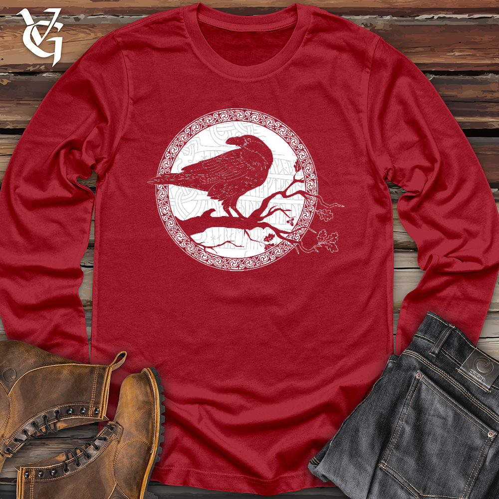 Viking Goods White Winter Raven Long Sleeve Red / L
