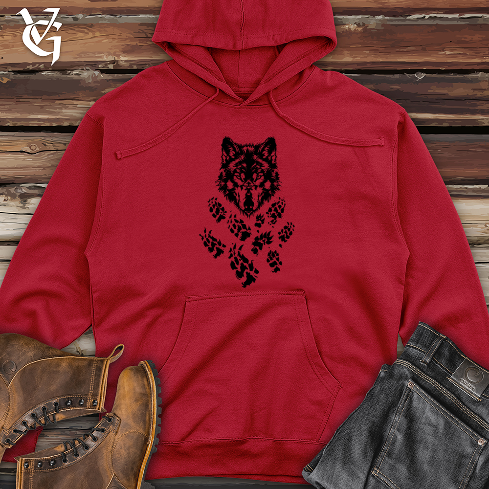 Viking Goods Wolf Paw Trail Midweight Hooded Sweatshirt Red / L