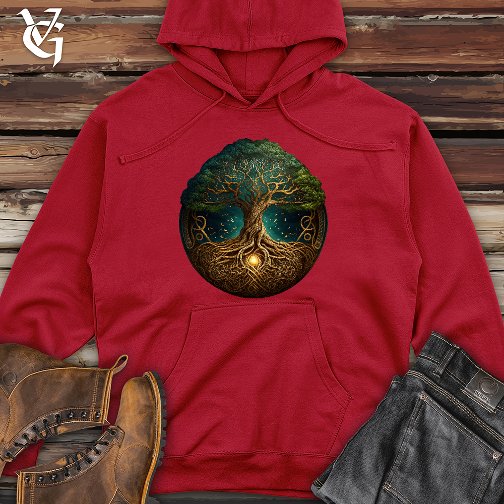 Viking Goods Yggdrasil Tree Midweight Hooded Sweatshirt Red / L