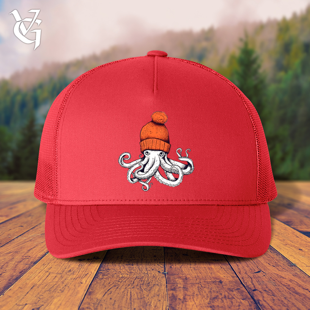 Viking Goods Octopus Orange Beanie Trucker Cap Black