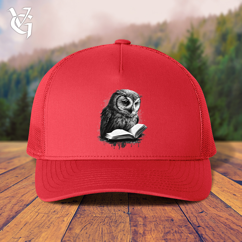 Viking Goods Owl Reading Book Trucker Cap Red