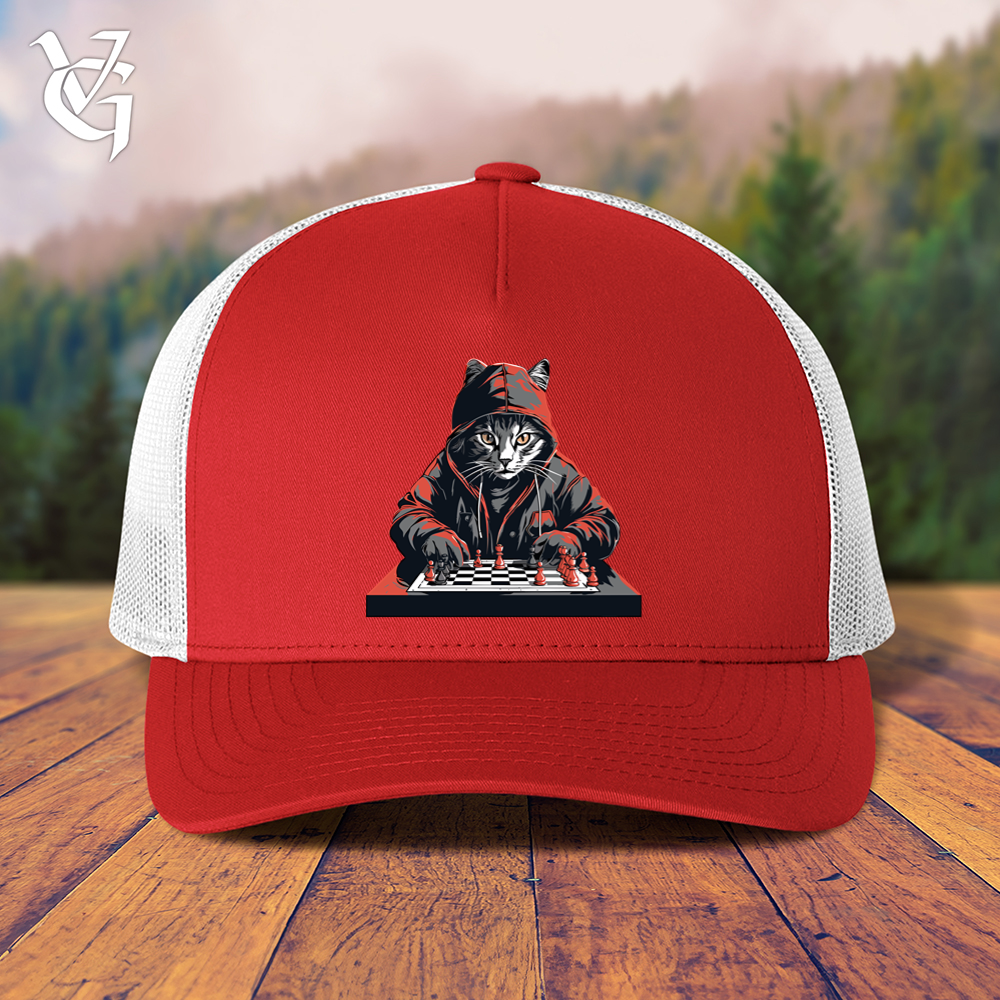 Viking Goods A Cat Playing Chess Trucker Cap Red/ White