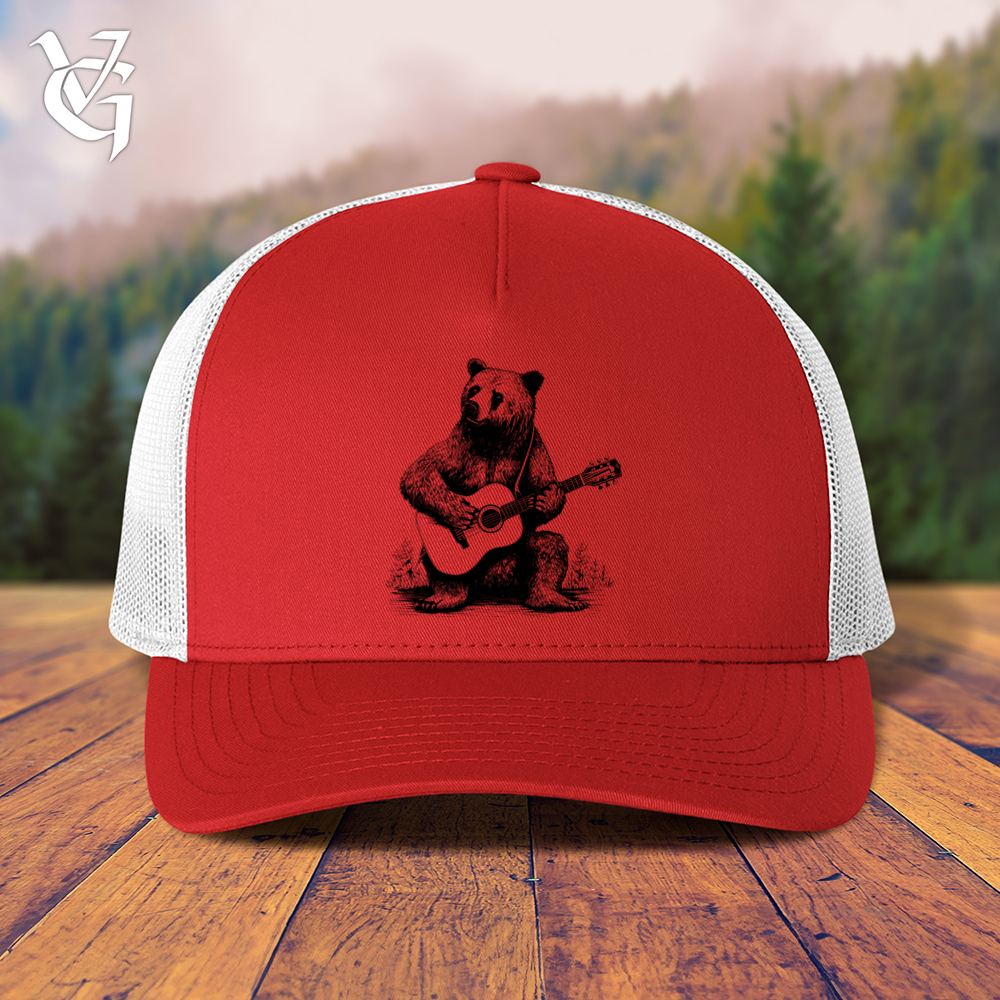 Viking Goods Bear Guitarist Trucker Cap Red/ White