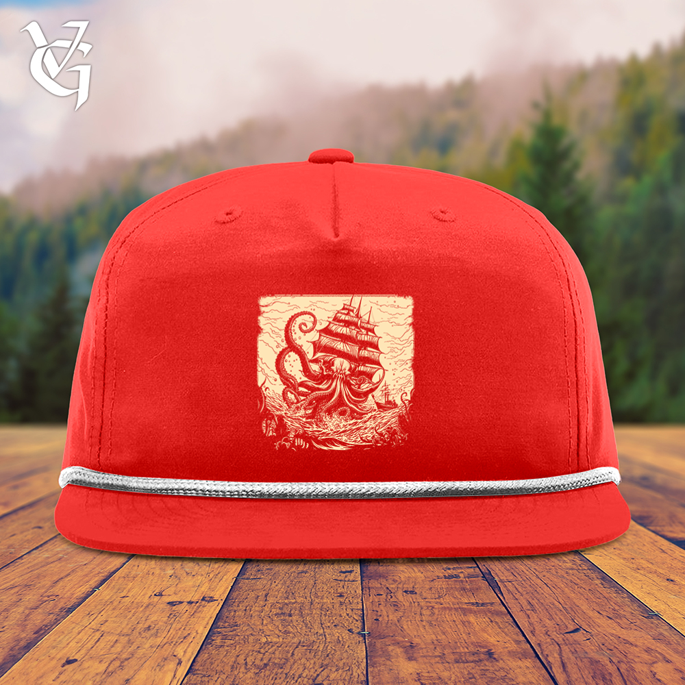 Viking Goods Kraken At Sea Snapback Cap Red/ White
