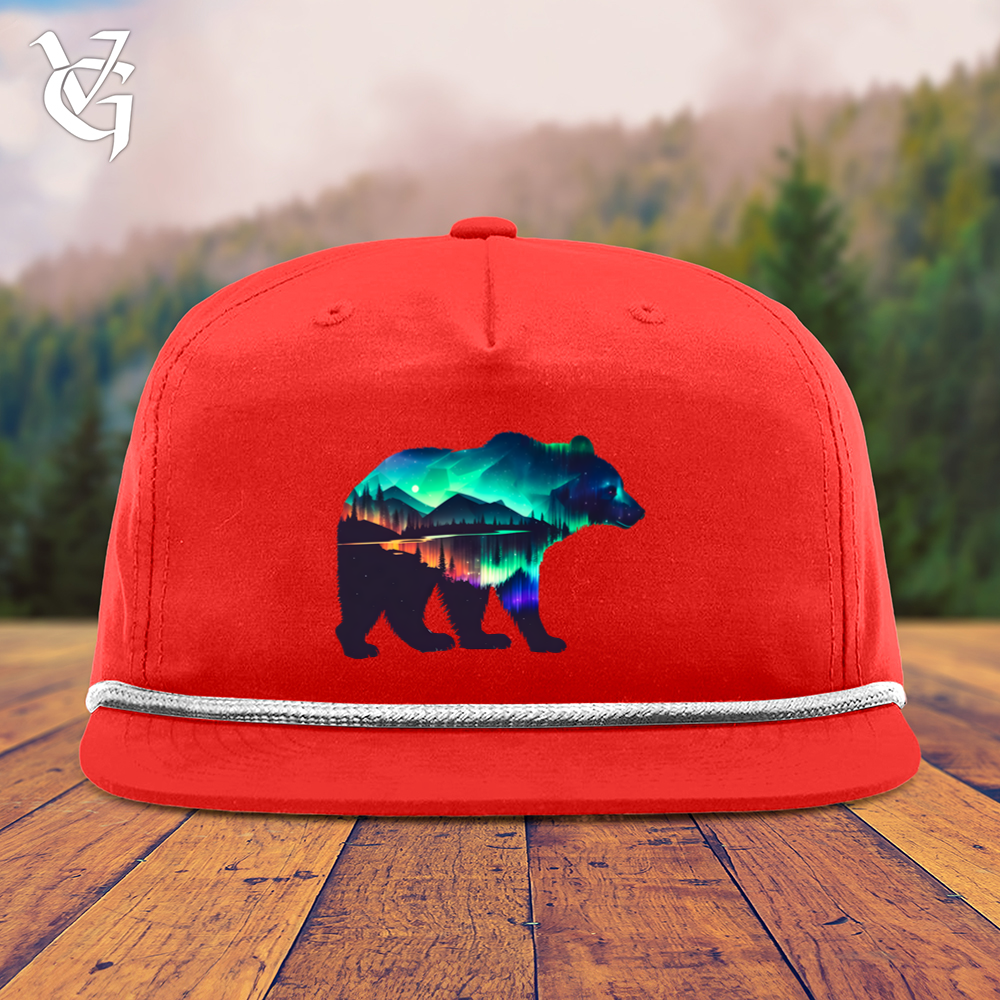 Viking Goods Northern Lights Bear Snapback Cap Red/ White