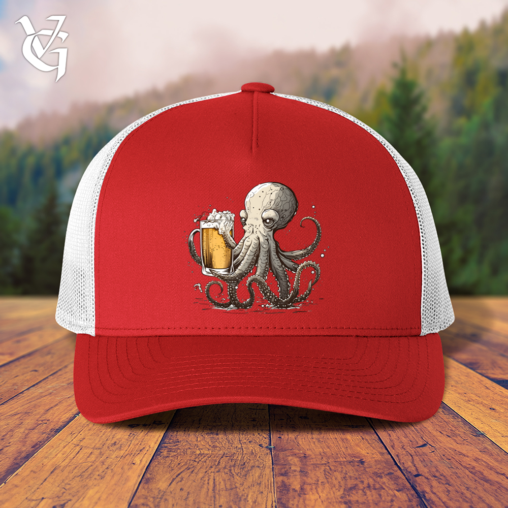 Viking Goods Octopus Happy Hour Trucker Cap Red/ White
