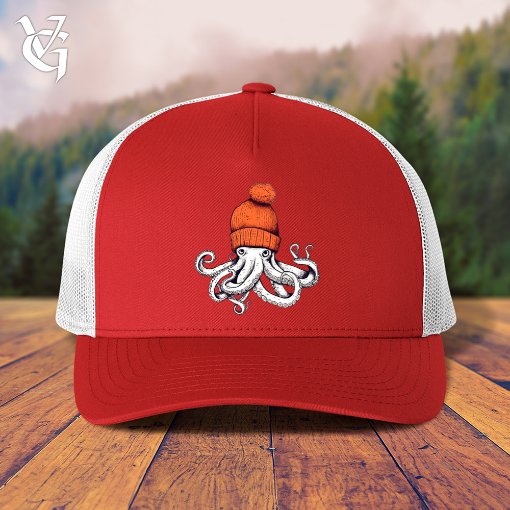Viking Goods Octopus Orange Beanie Trucker Cap Red/ White