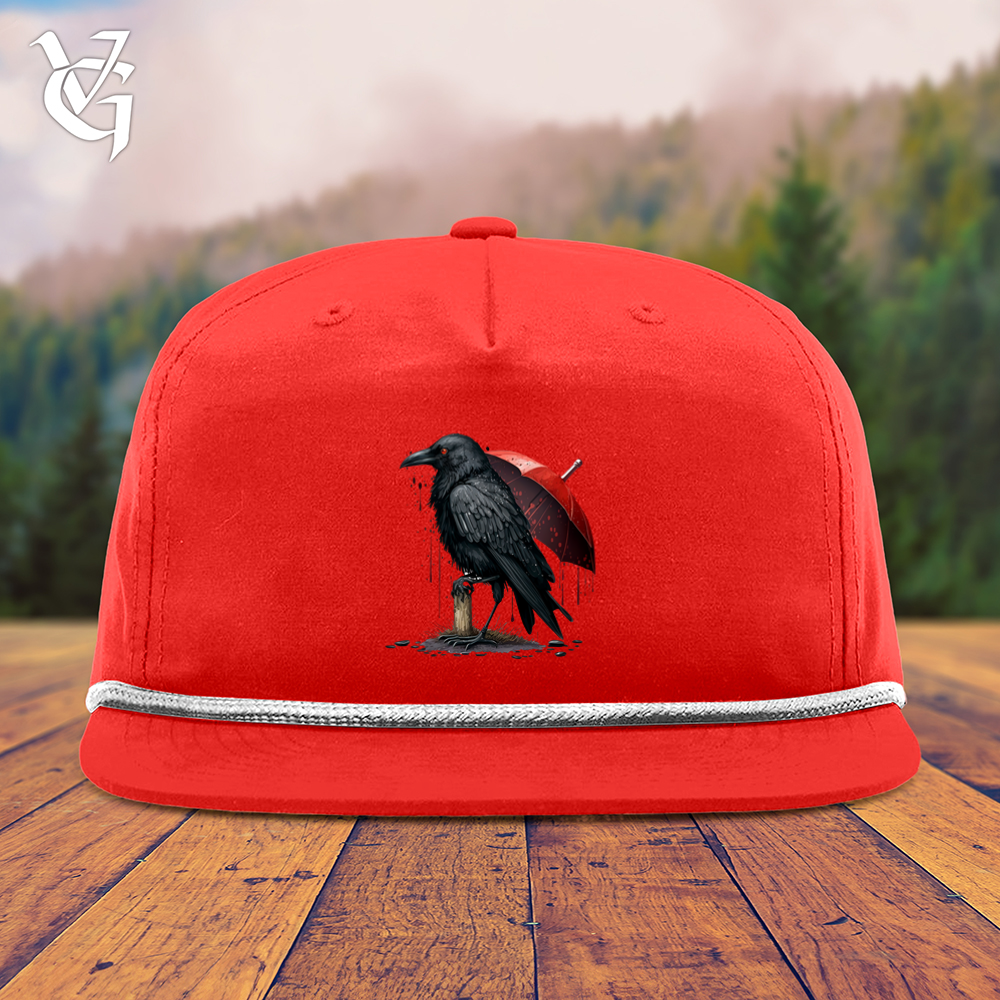 Viking Goods Raven In The Rain Snapback Cap Red/ White