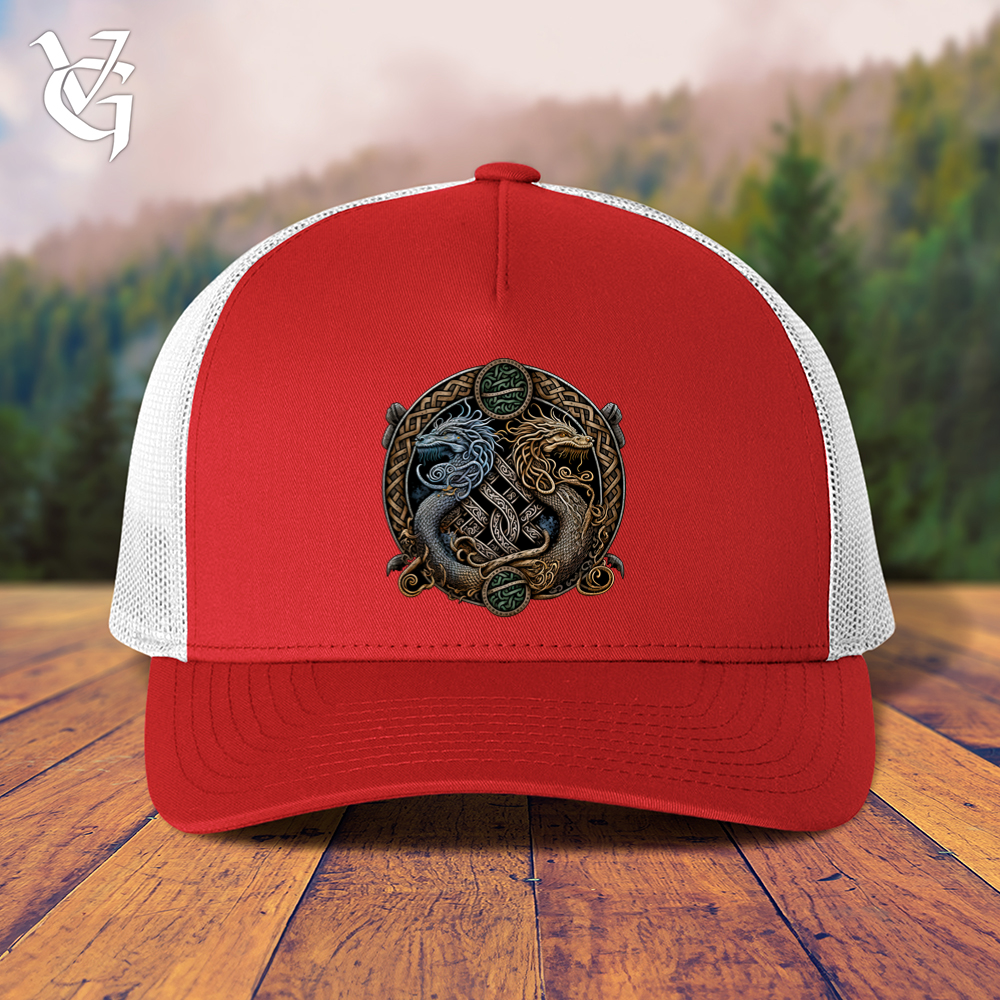 Viking Goods Two Dragons Trucker Cap Red/ White