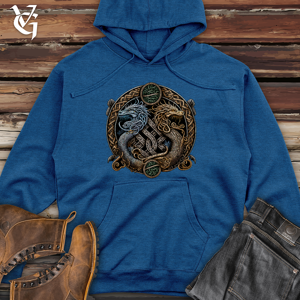 Viking Goods Two Dragons Midweight Hooded Sweatshirt Royal Heather / L