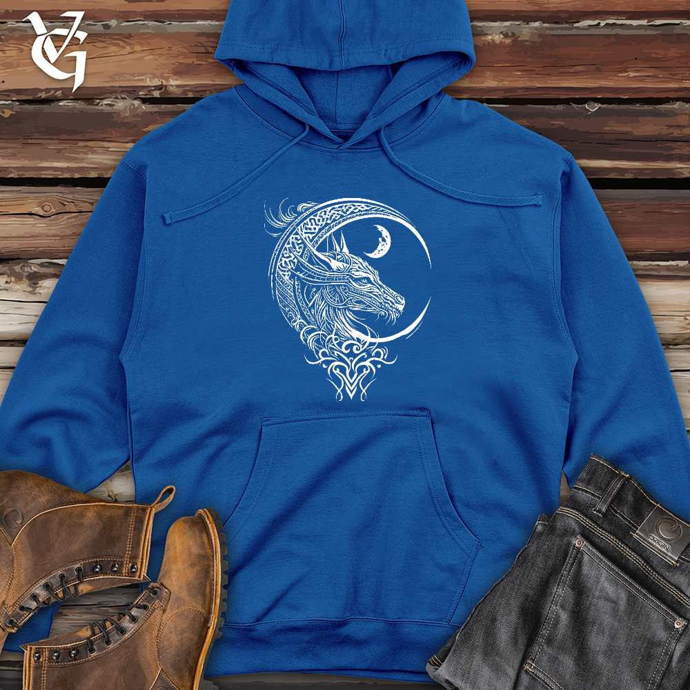 Viking Goods Celtic Dragon and Moon Midweight Hooded Sweatshirt Royal / L