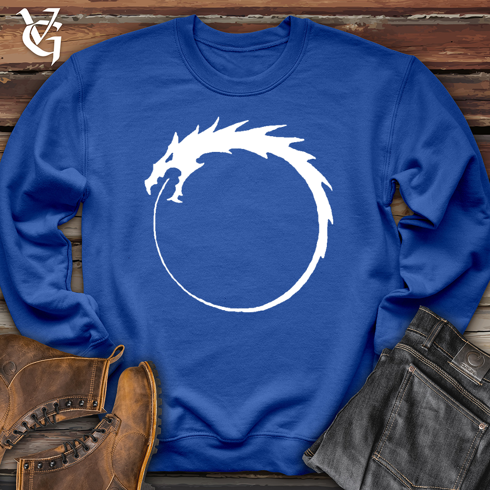 Viking Goods Dragon Circle White Crewneck Royal / L