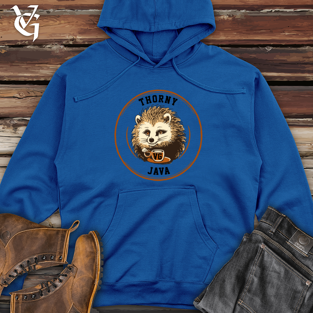 Viking Goods Hedgehog Spiky Sip Coffee Comfort Midweight Hooded Sweatshirt Royal / L