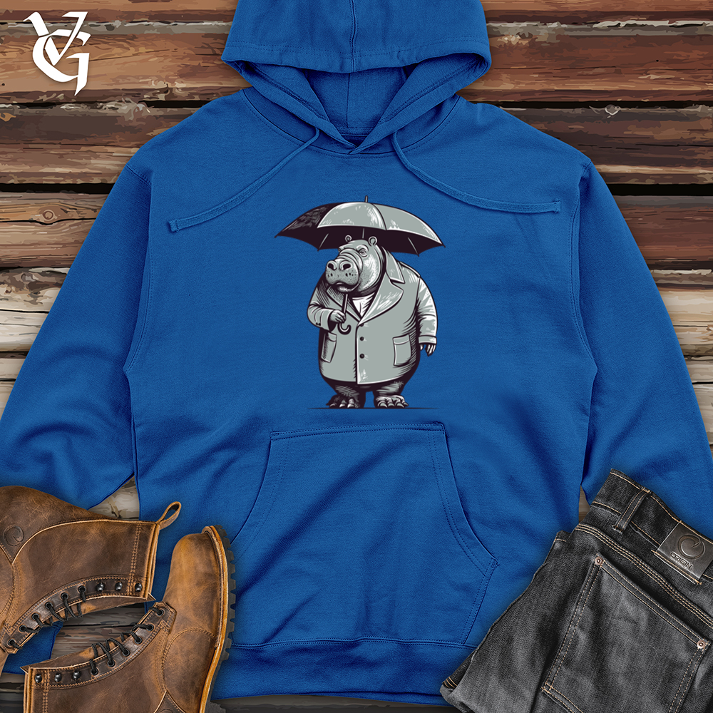 Viking Goods Hippopotamus River Drizzle Umbrella Haven Midweight Hooded Sweatshirt Royal / L