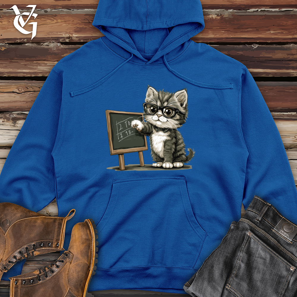 Viking Goods Kitten Math Tutor Midweight Hooded Sweatshirt Royal / L