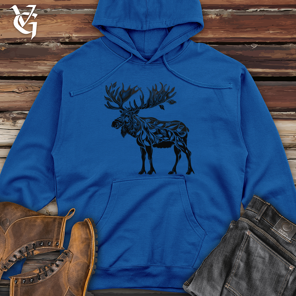 Viking Goods Majestic Moose Silhouette Midweight Hooded Sweatshirt Royal / L