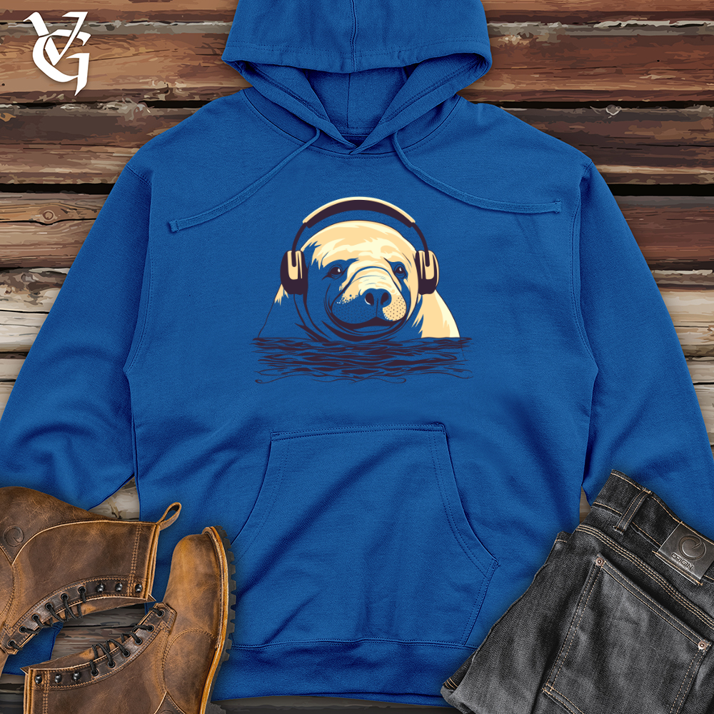Viking Goods Manatee Headphone Bliss Midweight Hooded Sweatshirt Royal / L