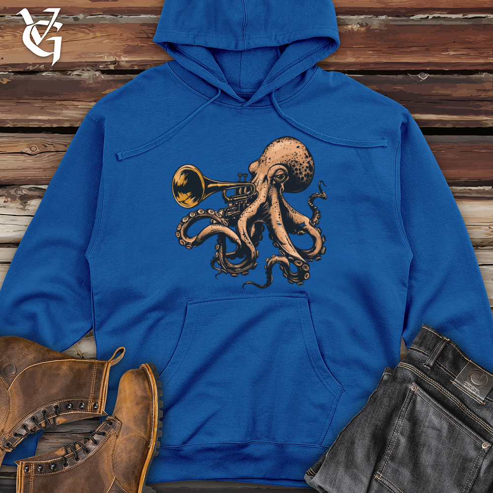 Viking Goods Octopus Trumpet Solo Midweight Hooded Sweatshirt Royal / L
