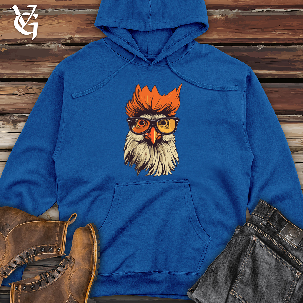 Viking Goods Orange Hair Hipster Chicken Midweight Hooded Sweatshirt Royal / L