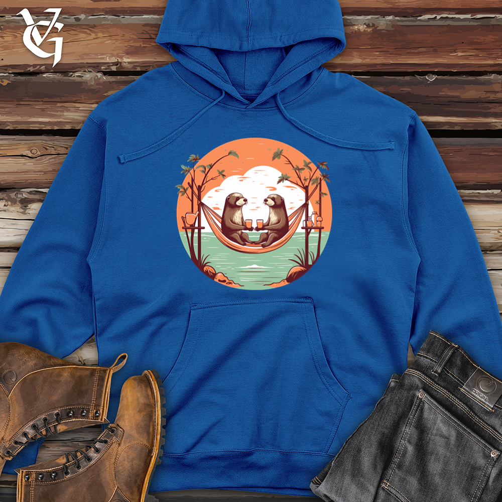 Viking Goods Otters Sunset Sip Midweight Hooded Sweatshirt Royal / L
