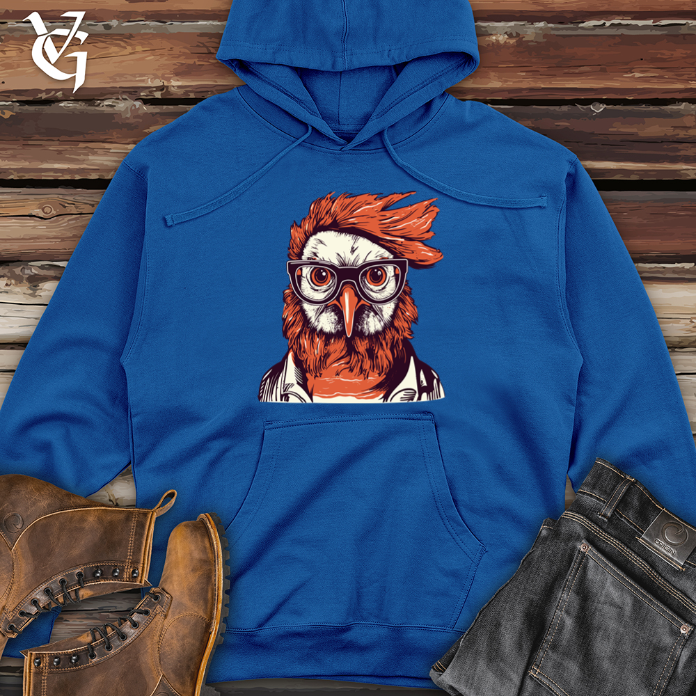 Viking Goods Red Hair Hipster Chicken Midweight Hooded Sweatshirt Royal / L