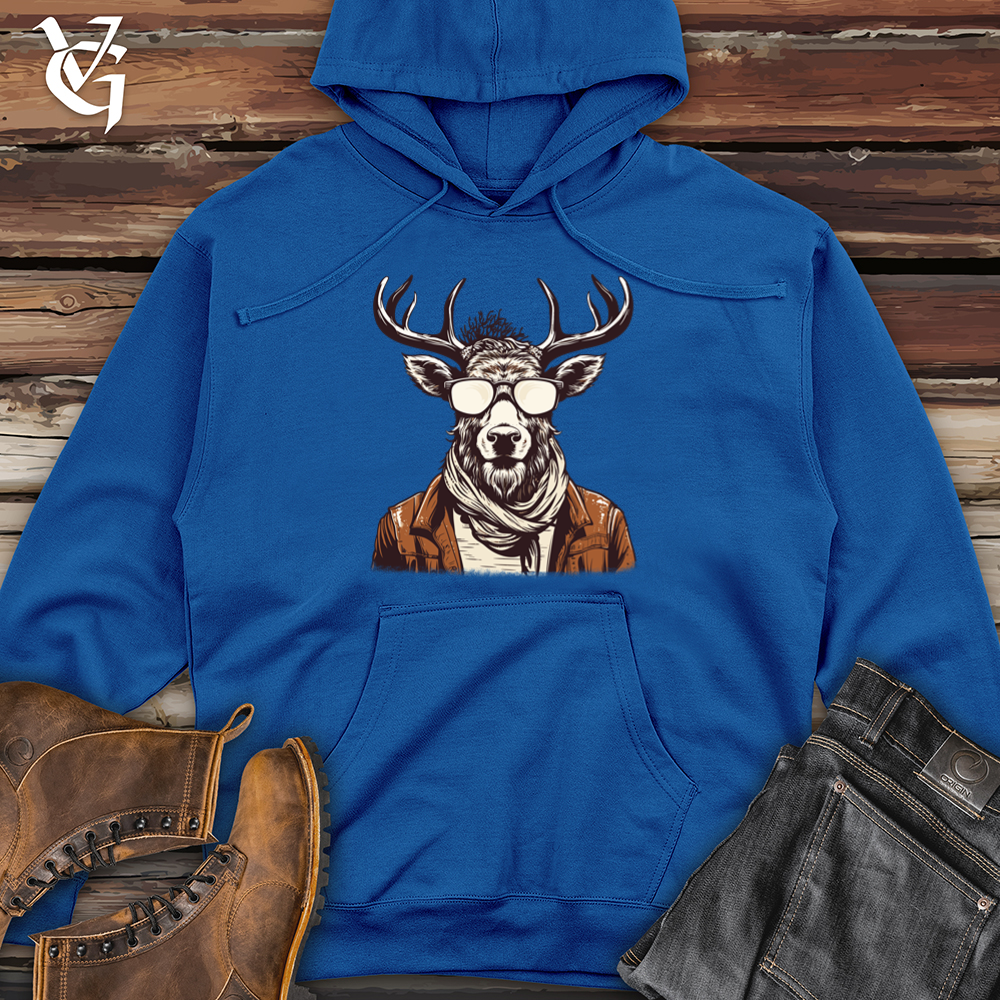 Viking Goods Reindeer Northern Chill Hipster Elegance Midweight Hooded Sweatshirt Royal / L