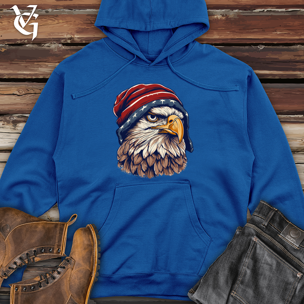 Viking Goods Retro Beanie Wearing Eagle Midweight Hooded Sweatshirt Royal / L