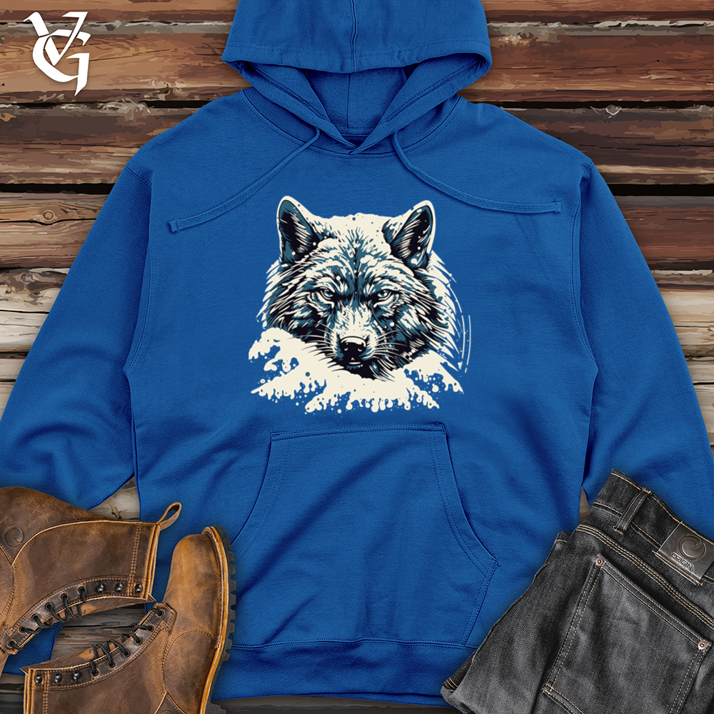 Viking Goods Retro Blizzard Wolf Midweight Hooded Sweatshirt Royal / L