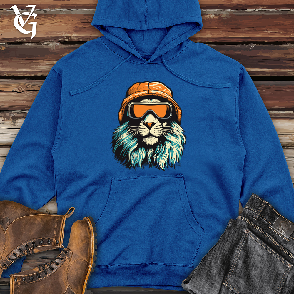 Viking Goods Retro Ski Mask Lion Midweight Hooded Sweatshirt Royal / L