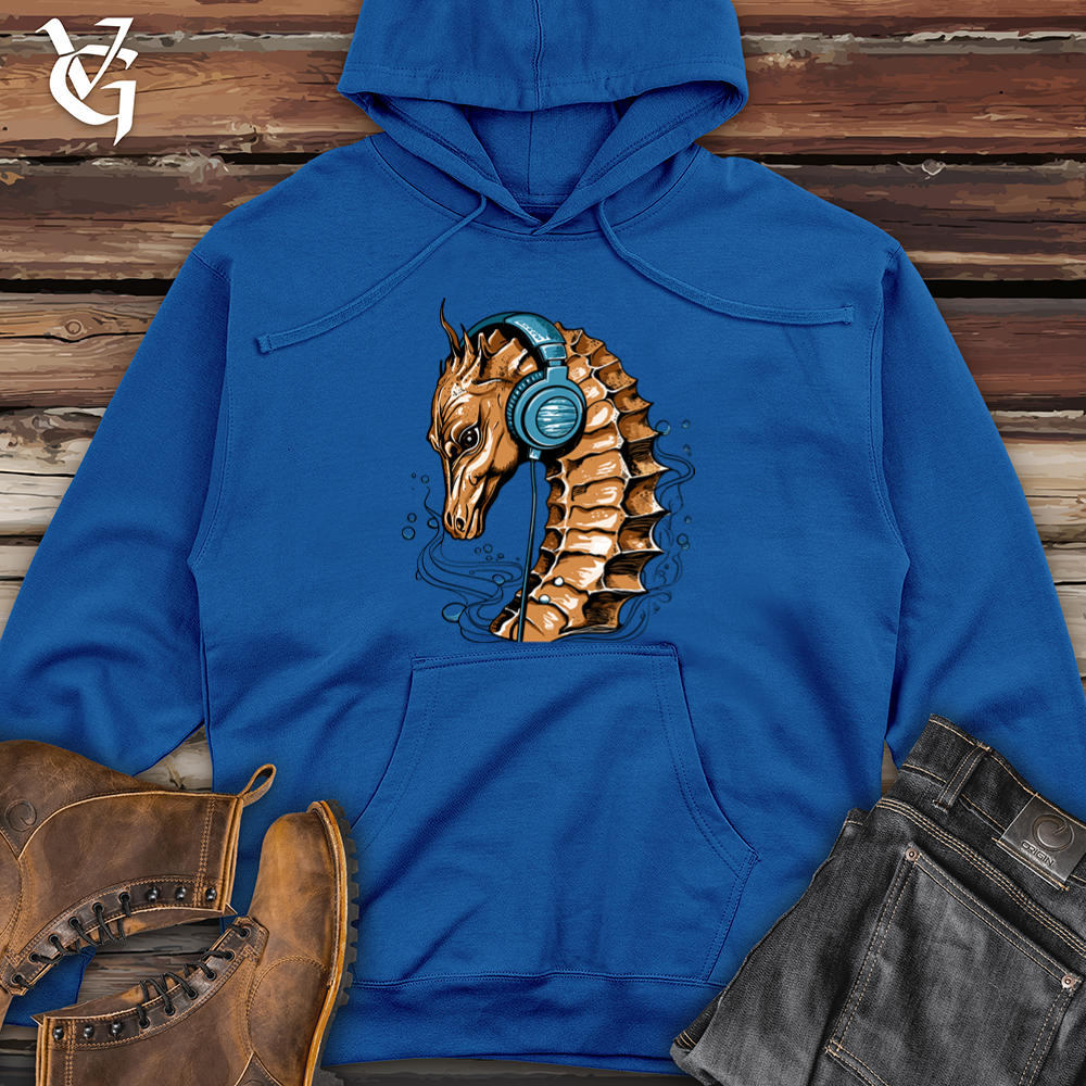 Viking Goods Seahorse Ocean Pulse Headphone Harmony Midweight Hooded Sweatshirt Royal / L