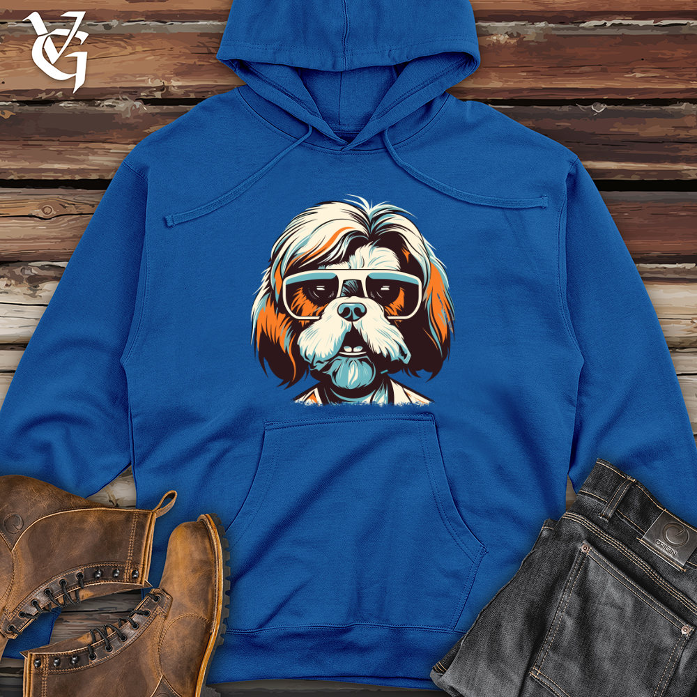 Viking Goods Shih Tzu Stylish Spectacles Midweight Hooded Sweatshirt Royal / L