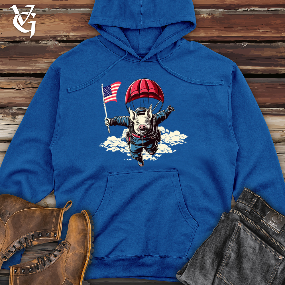 Viking Goods Skydiving Pig Parachute Adventure Midweight Hooded Sweatshirt Royal / L