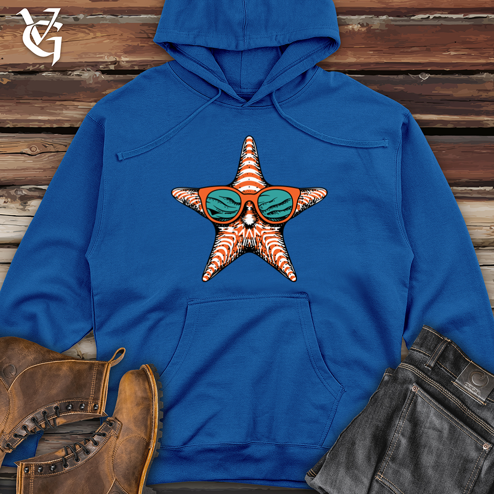 Viking Goods Starfish Seaside Chic Hipster Style Midweight Hooded Sweatshirt Royal / L