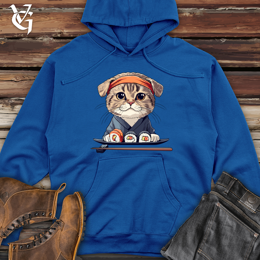Viking Goods Sushi Master Cat Midweight Hooded Sweatshirt Royal / L