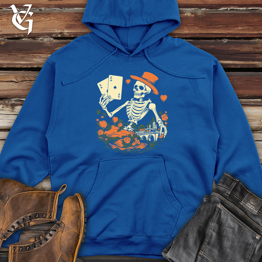 Viking Goods Whimsical Peach Card Shark Midweight Hooded Sweatshirt Royal / L