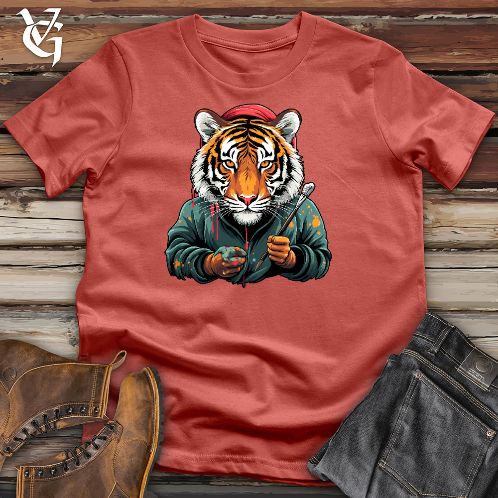 Viking Goods A Tiger With Painting Brush Cotton Tee Rust / L
