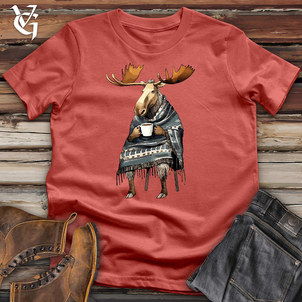 Viking Goods Coffee Drinking Moose Cotton Tee Rust / L