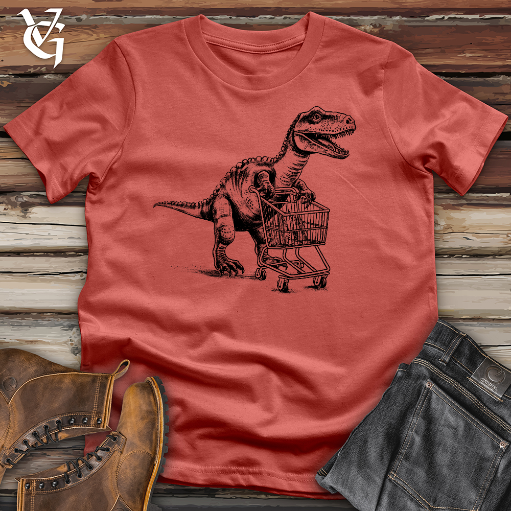 Viking Goods Dinosaur Grocery Shopping Cotton Tee Rust / L