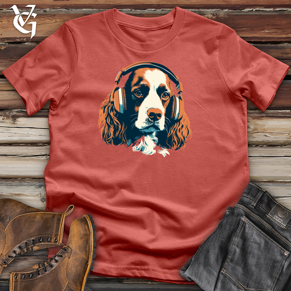 Viking Goods Dog Paw tapping Beats Headphone Harmony Cotton Tee Rust / L