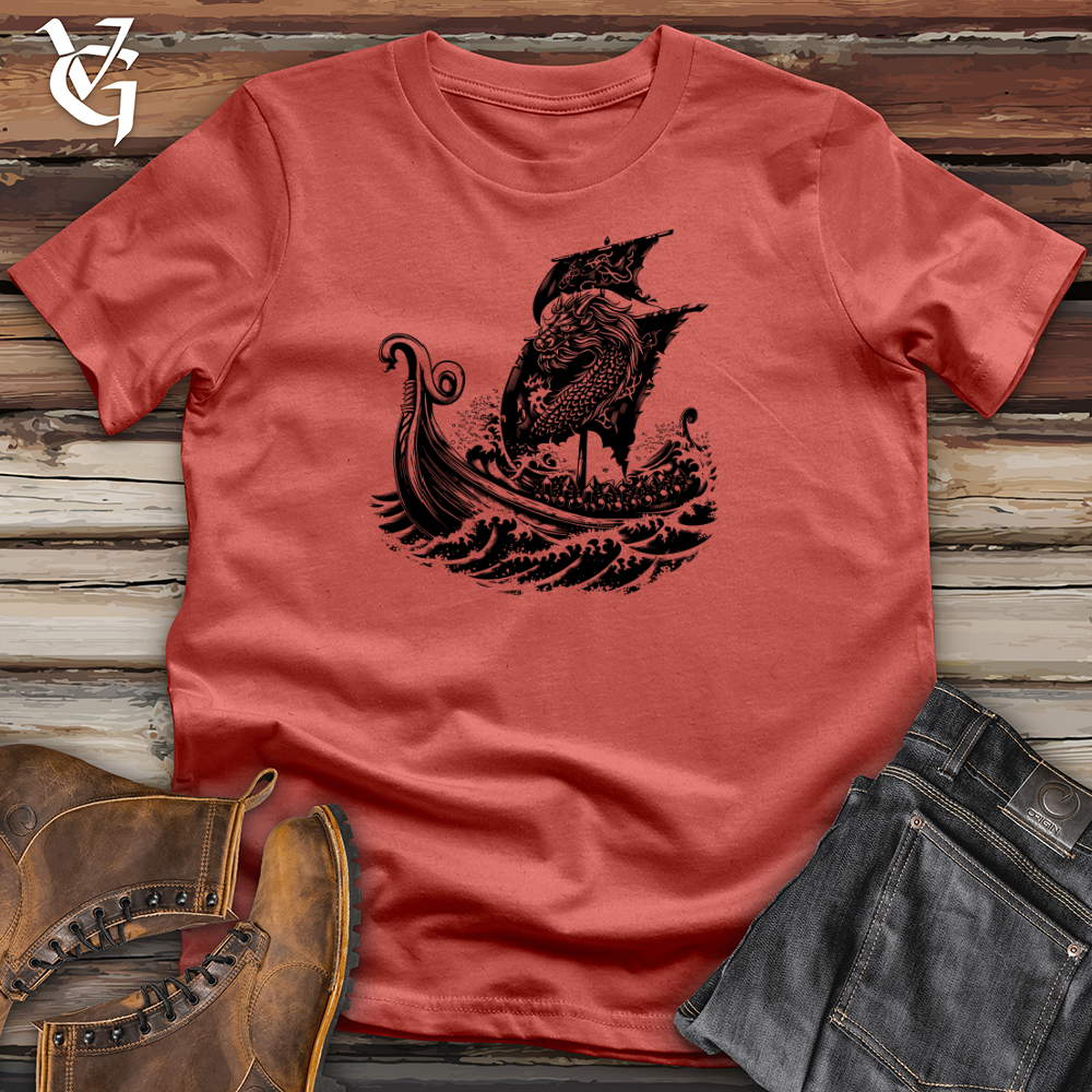 Viking Goods Dragon Ship Voyage Cotton Tee Rust / L